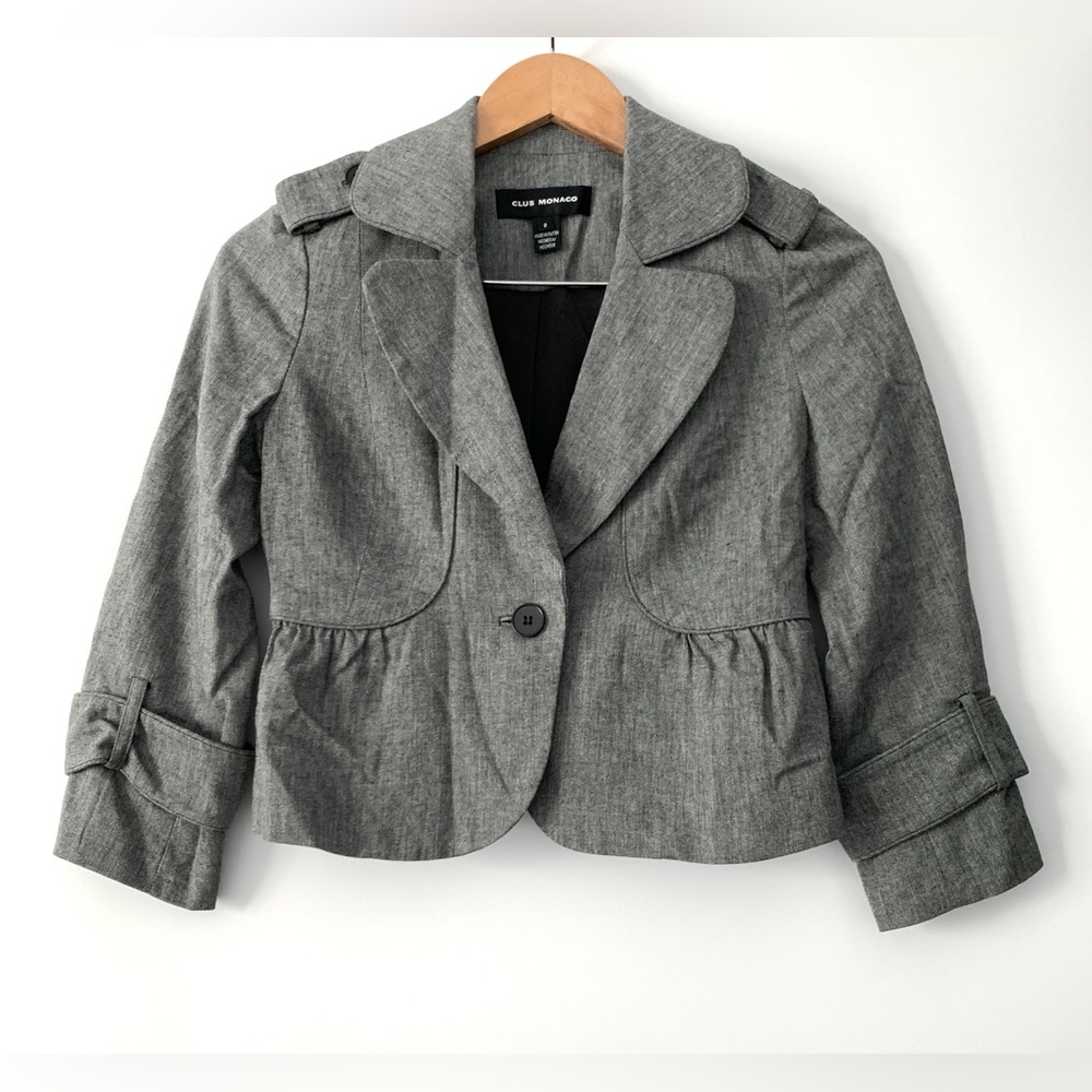 ❗️CLEAROUT❗️ LIKE-NEW! CLUB MONACO VINTAGE grey tweed wool blend BLAZER Size 0
